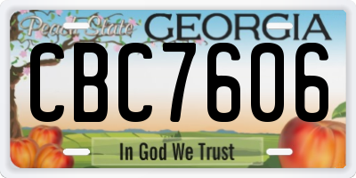 GA license plate CBC7606