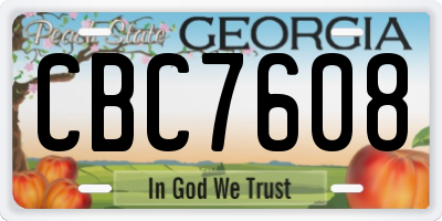 GA license plate CBC7608