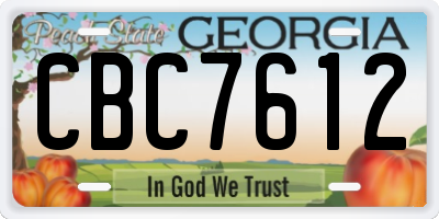 GA license plate CBC7612