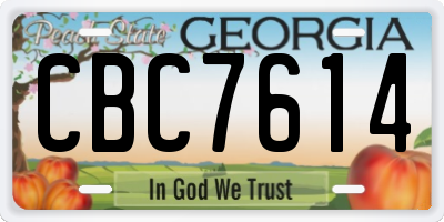 GA license plate CBC7614