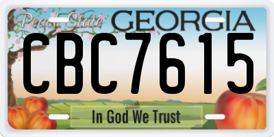 GA license plate CBC7615