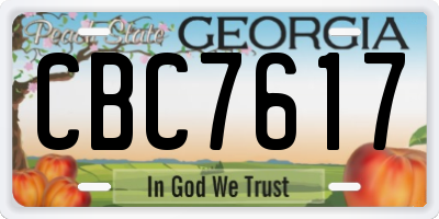 GA license plate CBC7617