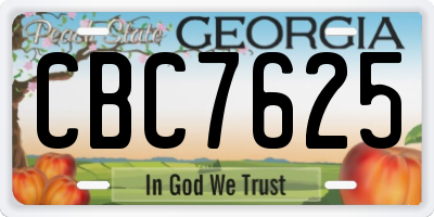 GA license plate CBC7625