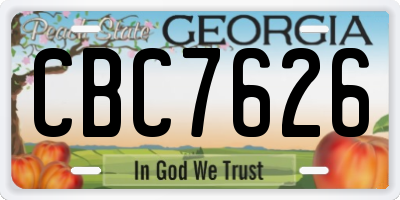 GA license plate CBC7626