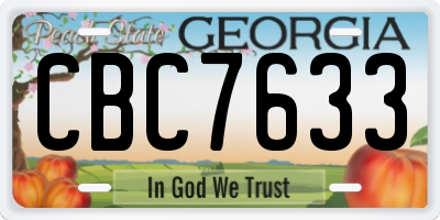 GA license plate CBC7633