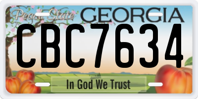 GA license plate CBC7634