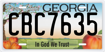 GA license plate CBC7635