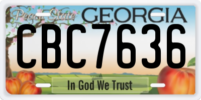 GA license plate CBC7636