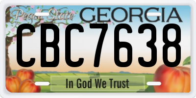 GA license plate CBC7638