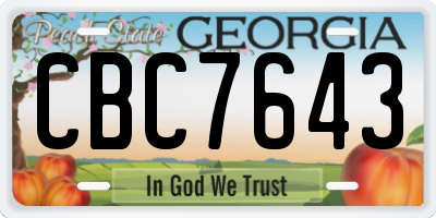 GA license plate CBC7643