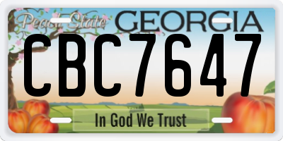 GA license plate CBC7647