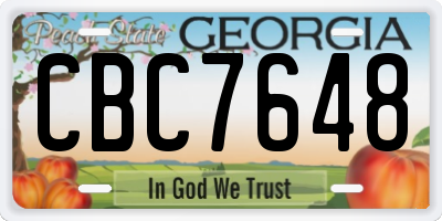 GA license plate CBC7648