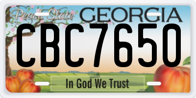 GA license plate CBC7650