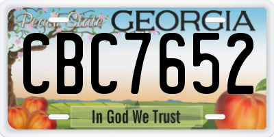 GA license plate CBC7652