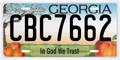 GA license plate CBC7662