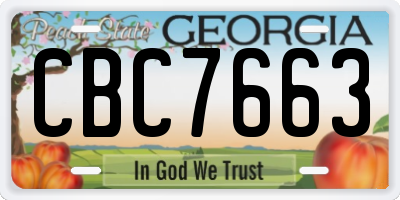 GA license plate CBC7663