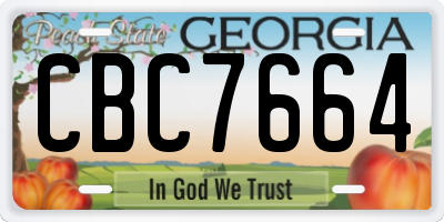 GA license plate CBC7664