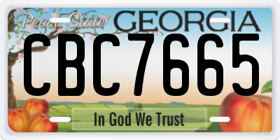 GA license plate CBC7665