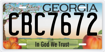 GA license plate CBC7672