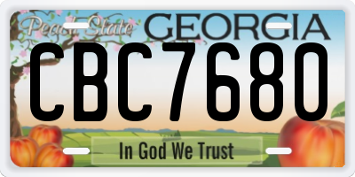 GA license plate CBC7680