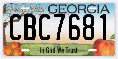 GA license plate CBC7681