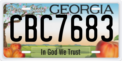 GA license plate CBC7683