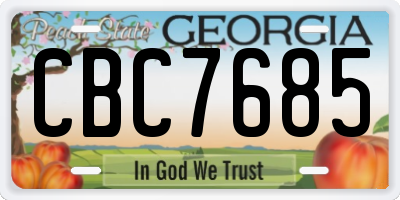 GA license plate CBC7685
