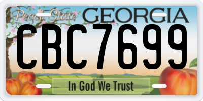 GA license plate CBC7699