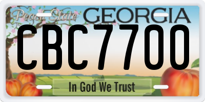 GA license plate CBC7700