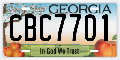 GA license plate CBC7701