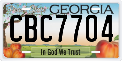 GA license plate CBC7704