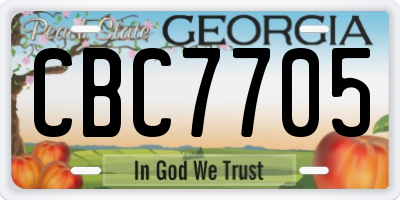 GA license plate CBC7705