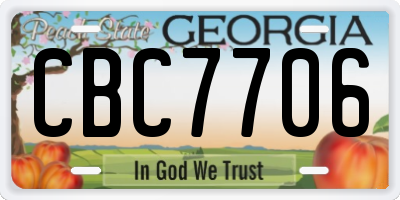 GA license plate CBC7706