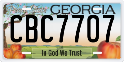 GA license plate CBC7707