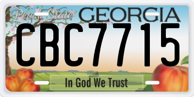 GA license plate CBC7715