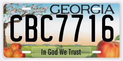 GA license plate CBC7716