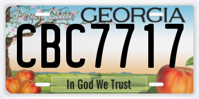 GA license plate CBC7717