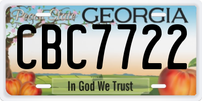 GA license plate CBC7722