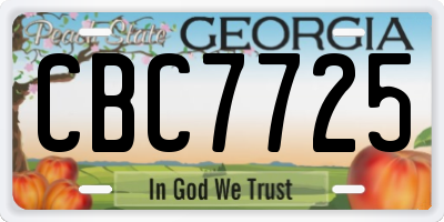 GA license plate CBC7725