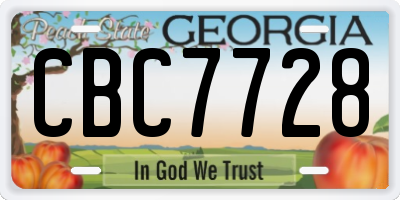 GA license plate CBC7728