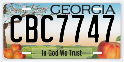 GA license plate CBC7747