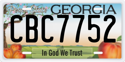 GA license plate CBC7752