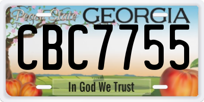 GA license plate CBC7755