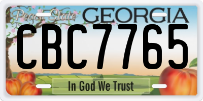 GA license plate CBC7765