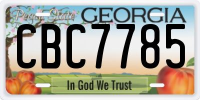 GA license plate CBC7785