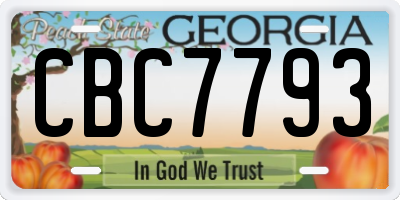 GA license plate CBC7793