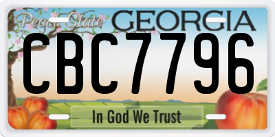 GA license plate CBC7796