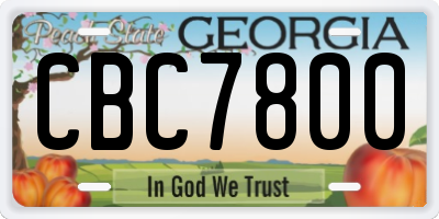 GA license plate CBC7800