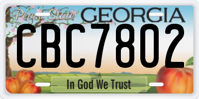 GA license plate CBC7802