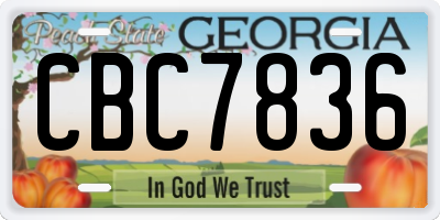 GA license plate CBC7836
